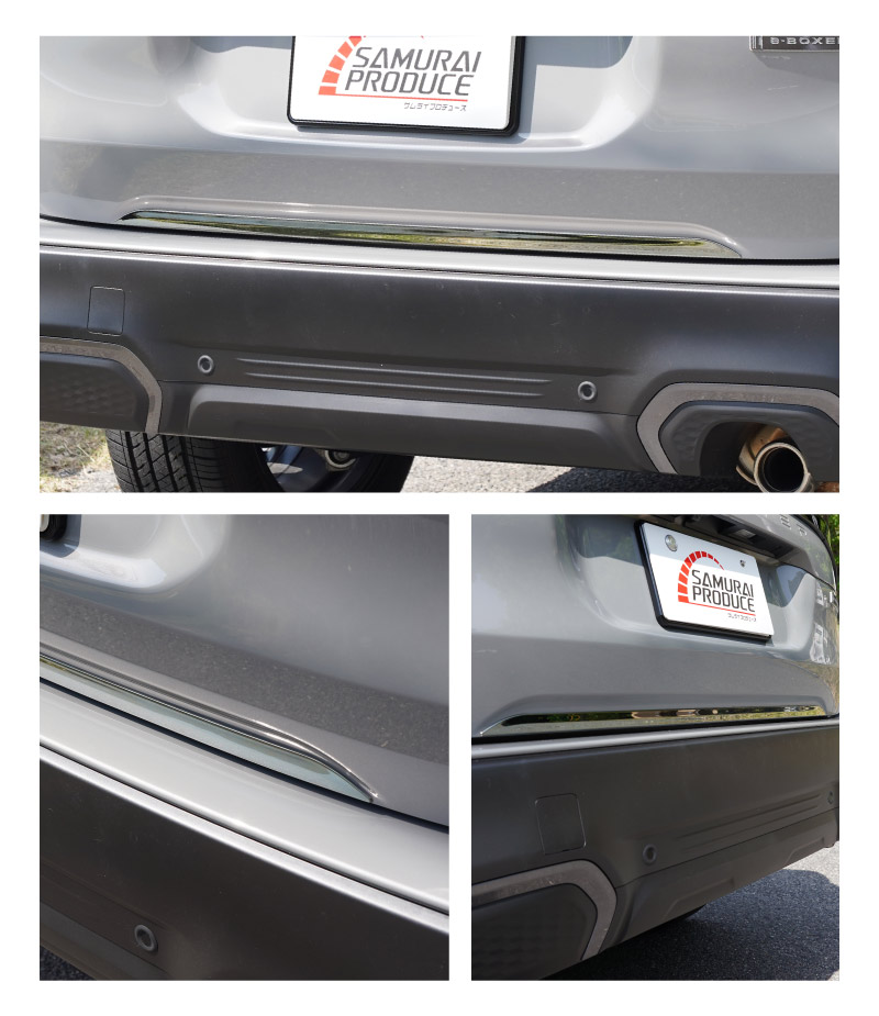 新型フォレスター SL系 リアエンドガーニッシュ 1P 選べる2カラー 鏡面仕上げ ブラック鏡面仕上げ｜SUBARU スバル FORESTER 専用 カスタム パーツ ドレスアップ アクセサリー オプション リアゲート バックドア バンパー 外装 保護 カー用品 社外