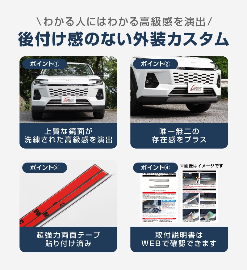 新型RAV4 60系 ロアグリルガーニッシュ 3P 鏡面仕上げ ｜トヨタ TOYOTA ラブフォー AXAN64 専用 パーツ アクセサリー サイドリップ スカート スポイラー 社外【予約販売/7月10日頃入荷予定】