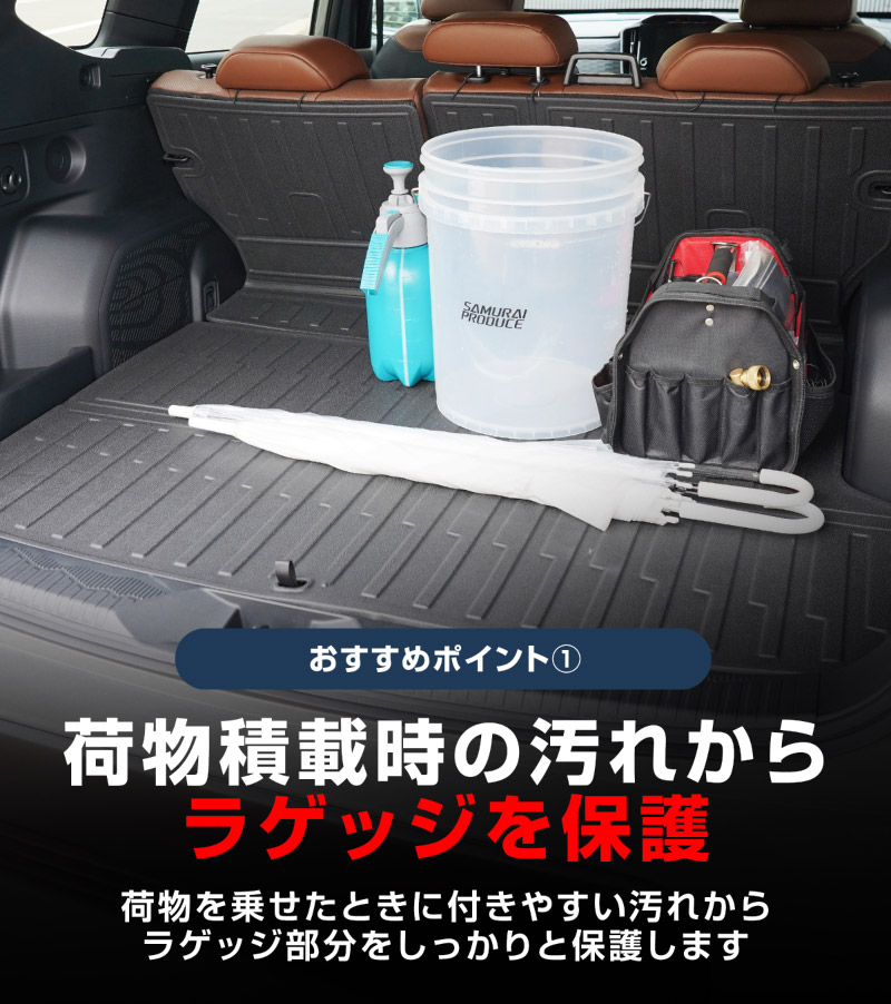 新型フォレスター SL系 フルカバー ラゲッジマット カーゴトレイマット 4P ラバータイプ ブラック｜SUBARU スバル FORESTER 専用 パーツ ドレスアップ アクセサリー オプション 内装 社外 トランク ラゲージ 荷室 フロアマット 防水 保護【予約販売/5月20日頃入荷予定】