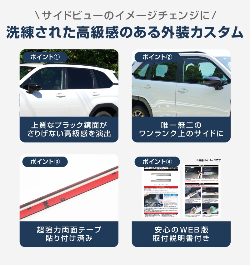 【アウトレット品】新型フォレスター SL系 ウィンドウトリムガーニッシュ 6P ブラック鏡面仕上げ ｜SUBARU スバル FORESTER 専用 カスタム パーツ ドレスアップ アクセサリー オプション 窓枠 サイド ドア 外装 保護 カー用品 社外