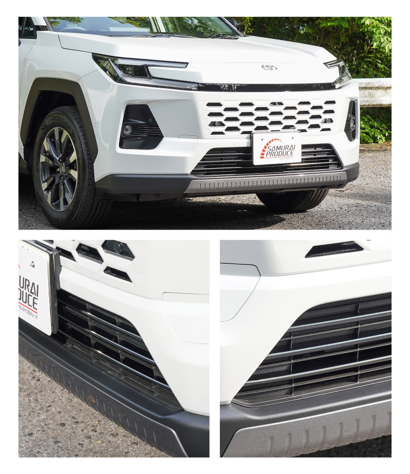 新型RAV4 60系 ロアグリルガーニッシュ 3P ブラック鏡面仕上げ ｜トヨタ TOYOTA ラブフォー AXAN64 専用 パーツ アクセサリー サイドリップ スカート スポイラー 社外【予約販売/7月10日頃入荷予定】