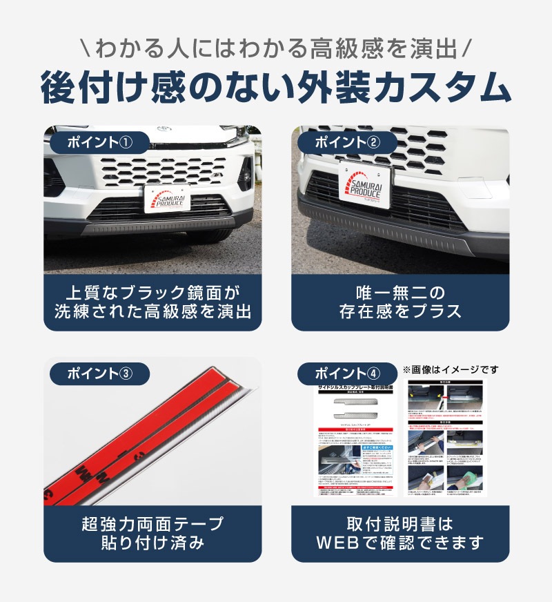 新型RAV4 60系 ロアグリルガーニッシュ 3P ブラック鏡面仕上げ ｜トヨタ TOYOTA ラブフォー AXAN64 専用 パーツ アクセサリー サイドリップ スカート スポイラー 社外【予約販売/7月10日頃入荷予定】