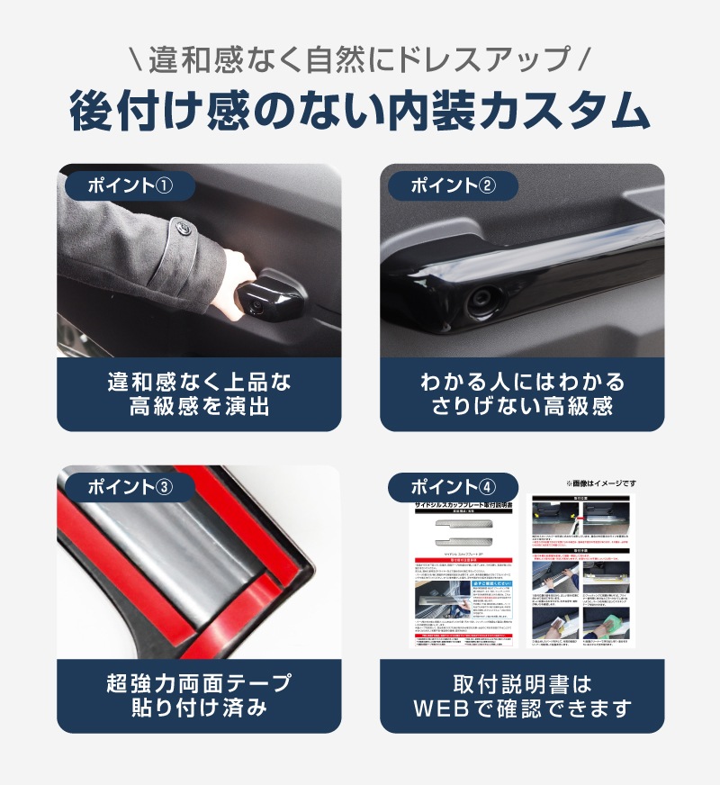 新型ジムニー JB64W 新型ジムニーシエラ JB74W ジムニーノマド JC74W 内側ドアハンドルカバー ピアノブラック｜スズキ SUZUKI JIMNY JB64 JIMNY SIERRA JB74 1型 2型 3型 4型 5型 JIMNY NOMADE JC74 1型 専用 カスタム パーツ ドレスアップ アクセサリー 社外品 オプション エアロ