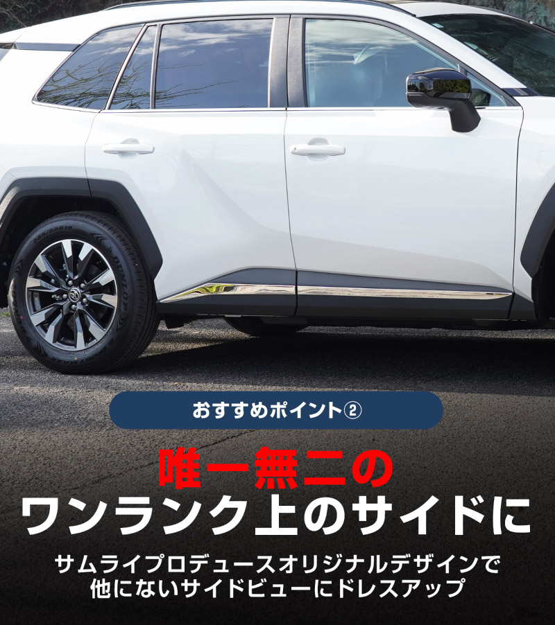 【セット割】新型RAV4 60系 ウィンドウトリムガーニッシュ ＆ サイドガーニッシュ 10P 鏡面仕上げ｜トヨタ TOYOTA ラブフォー AXAN64 専用 プラグインハイブリッド PHEV 対応 カスタム パーツ ドレスアップ アクセサリー オプション 窓枠 サイド ドア 外装 保護 社外 