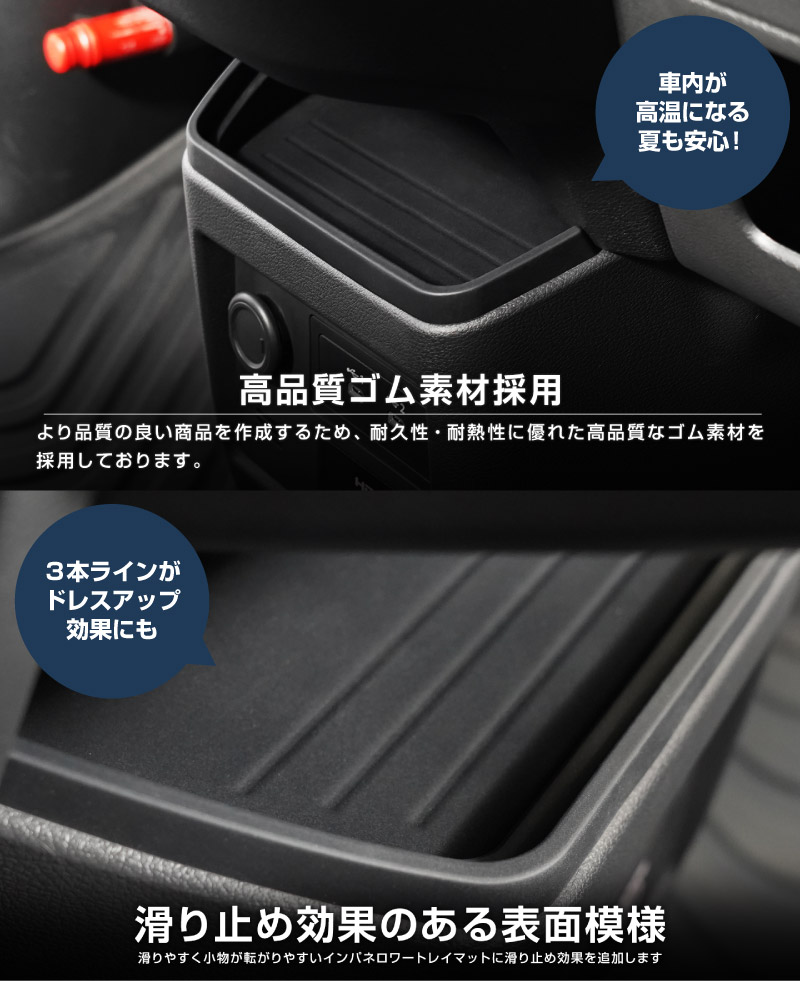 三菱 新型デリカミニ/ekスペース/日産 ルークス 共通 インパネロワートレイマット 1P ゴムライプ ブラック  2025年フルモデルチェンジ後専用｜MITSUBISHI DELICA MINI NISSAN ROOX インストセンタートレイ 専用 ラバー マット 保護パーツ ドレスアップ アクセサリー 防水 滑り止め 小物入れ 収納 内装 カー用品 社外 傷防止 キズ隠し