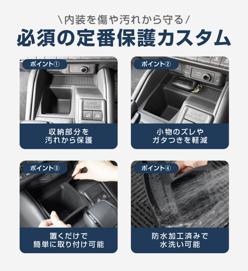 ランドクルーザー FJ ランクルFJ フロントカップホルダー＆フロントオープントレイマット 1P ブラック 防水ラバータイプ ｜トヨタ ランクル TOYOTA LANDCRUISER FJ TRJ240W 専用 コンソール ドリンクホルダー フロント トレイ カバー 水洗い アクセサリー インテリア 社外 保護【予約販売/9月30日頃入荷予定】
