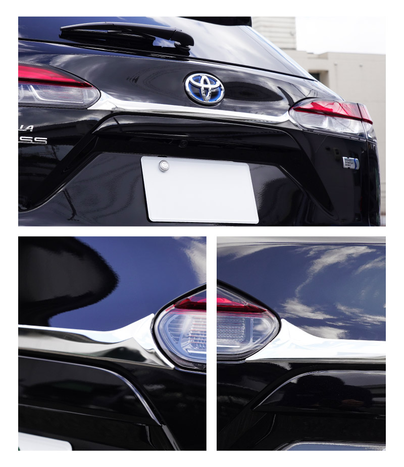 新型カローラクロス リアガーニッシュ 1P 鏡面仕上げ 2025年マイナーチェンジ後対応 ｜トヨタ TOYOTA COROLLA CROSS 6AA-ZVG11 3BA-ZSG10 6AA-ZVG15 カスタム 専用 外装 パーツ ドレスアップ アクセサリー 社外品 オプション エアロ
