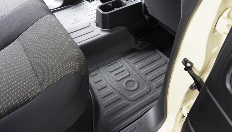 ジムニーノマド JC74W 【AT車専用】 フロアマット 3P ラバータイプ ブラック ｜スズキ SUZUKI JIMNY JC74 NOMADE 専用 防水 フロント リア セット アクセサリー 保護 パーツ 内装 インテリア 傷防止 社外 3D ウェザーマット オールウェザー スノー レジャー 水洗い