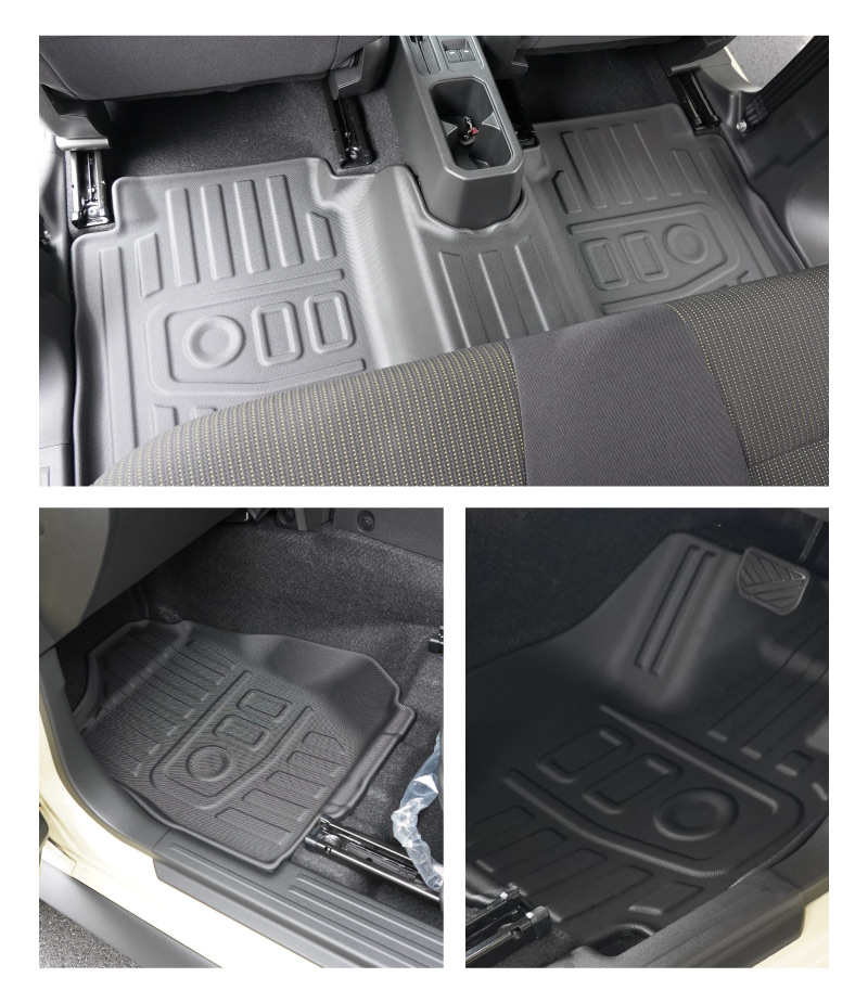 ジムニーノマド JC74W 【AT車専用】 フロアマット 3P ラバータイプ ブラック ｜スズキ SUZUKI JIMNY JC74 NOMADE 専用 防水 フロント リア セット アクセサリー 保護 パーツ 内装 インテリア 傷防止 社外 3D ウェザーマット オールウェザー スノー レジャー 水洗い