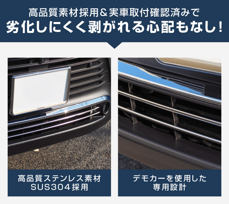 新型ハリアー 80系 ロアグリル ガーニッシュ 2P 鏡面仕上げ 2026年MC後対応｜トヨタ TOYOTA HARRIER 80 耐久性に優れたステンレス製 カスタム 専用 パーツ ドレスアップ アクセサリー 社外品 オプション エアロ