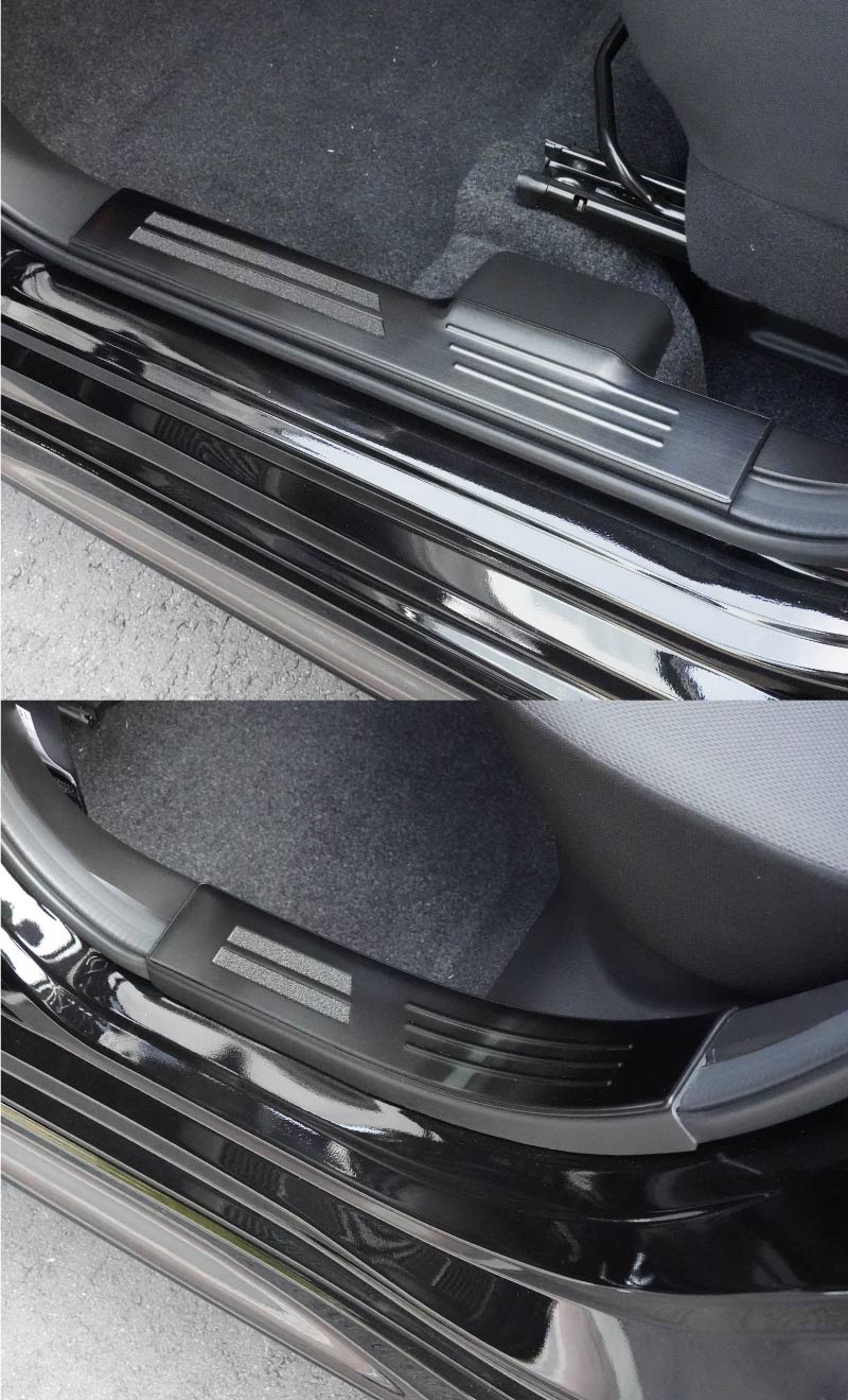 新型スイフト/スイフトスポーツ サイドステップ 内側スカッフプレート 4P 車体保護ゴム付き 選べる3カラー シルバーヘアライン ブラックヘアライン カーボン調｜SUZUKI スズキ SWIFT Swift Sport ZC ZD 専用 内装 保護 カスタム パーツ ドレスアップ アクセサリー 社外品