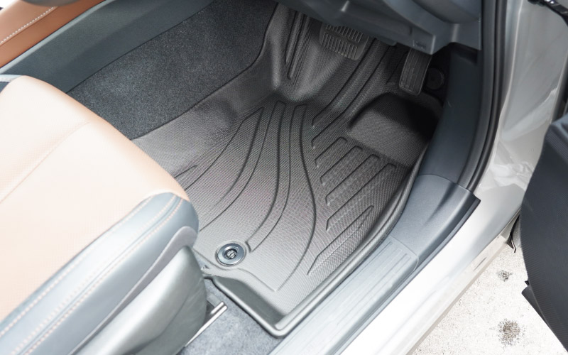 新型フォレスター SL系 フロアマット 3P ラバータイプ ブラック｜SUBARU スバル FORESTER 専用 保護 パーツ 防水 フロント リア セット アクセサリー 内装 インテリア 傷防止 社外 3D ウェザーマット オールウェザー スノー レジャー 水洗い