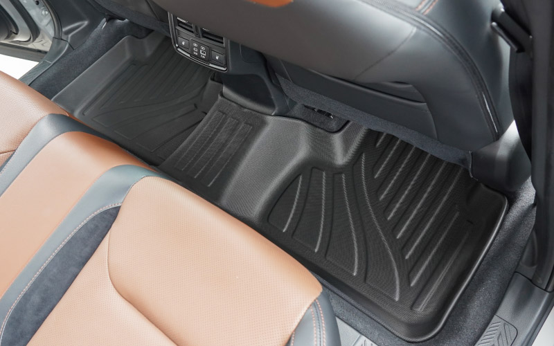 新型フォレスター SL系 フロアマット 3P ラバータイプ ブラック｜SUBARU スバル FORESTER 専用 保護 パーツ 防水 フロント リア セット アクセサリー 内装 インテリア 傷防止 社外 3D ウェザーマット オールウェザー スノー レジャー 水洗い