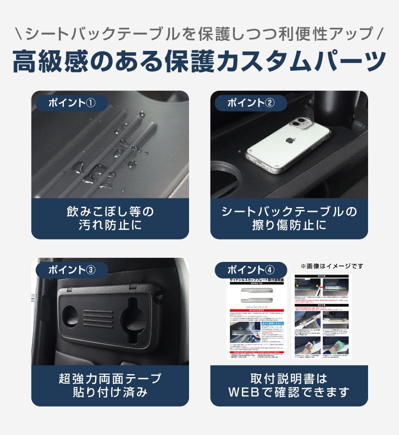 【アウトレット品】三菱 新型デリカミニ/ekスペース/ekクロススペース 日産 ルークス 共通 シートバックテーブルマット 1P ラバータイプ 2025年フルモデルチェンジ後対応｜MITSUBISHI DELICA MINI NISSAN ROOX 専用 内装 テーブル 保護 マット カスタム パーツ