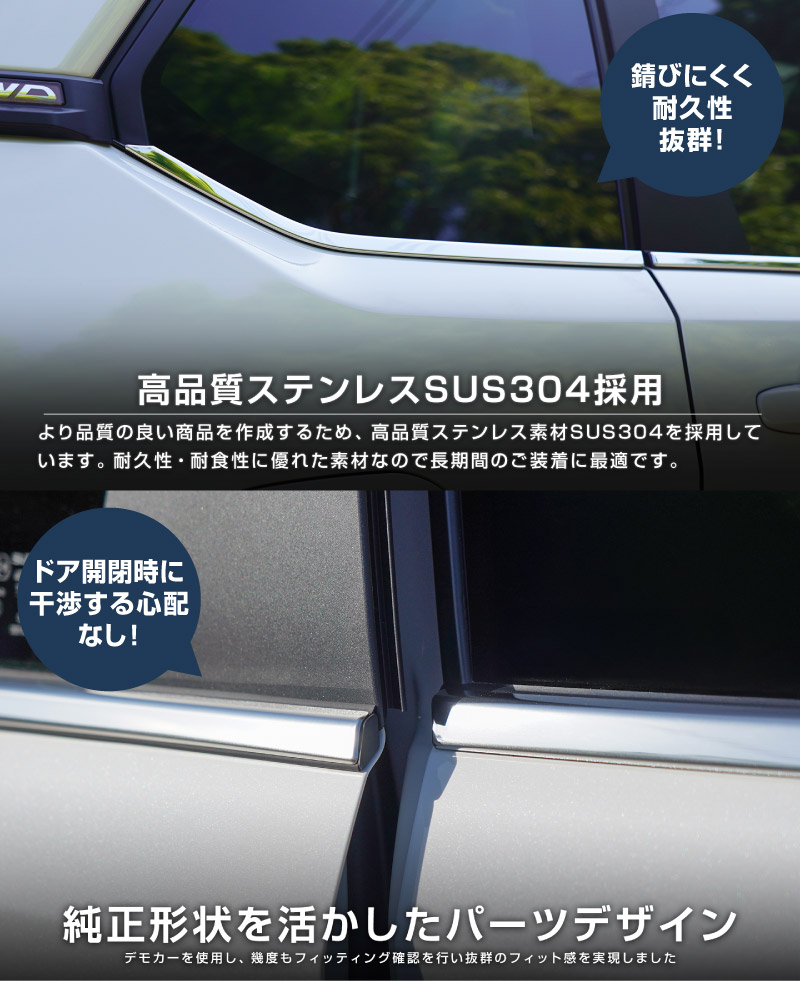 新型フォレスター SL系 ウィンドウトリムガーニッシュ 6P 鏡面仕上げ ｜SUBARU スバル FORESTER 専用 カスタム パーツ ドレスアップ アクセサリー オプション 窓枠 サイド ドア 外装 保護 カー用品 社外