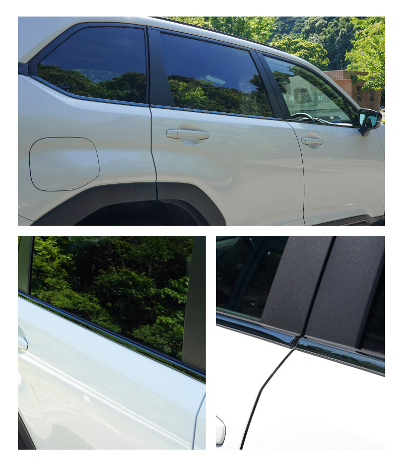 新型フォレスター SL系 ウィンドウトリムガーニッシュ 6P ブラック鏡面仕上げ ｜SUBARU スバル FORESTER 専用 カスタム パーツ ドレスアップ アクセサリー オプション 窓枠 サイド ドア 外装 保護 カー用品 社外