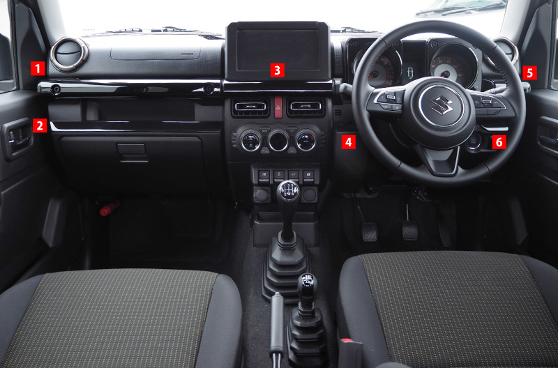 【アウトレット品】新型ジムニー JB64W 新型ジムニーシエラ JB74W ジムニーノマド JC74W センターパネル 6P ピアノブラック｜スズキ SUZUKI JIMNY JB64 JIMNY SIERRA JB74 1型 2型 3型 4型 5型 JIMNY NOMADE JC74 1型 専用 内装 カスタム パーツ ドレスアップ アクセサリー 社外品 オプション エアロ