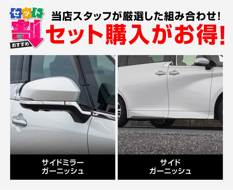 【セット割】新型ルファード 40系 サイドミラー ＆ サイドドア ガーニッシュ 左右セット 8P 外装パーツセット 鏡面仕上げ｜TOYOTA トヨタ ALPHARD 専用 外装 サイド カスタム パーツ ドレスアップ アクセサリー 社外品 エアロ【予約販売/6月10日頃入荷予定】