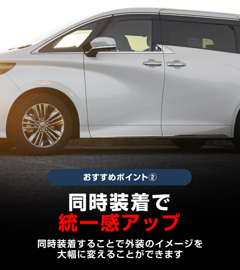 【セット割】新型ルファード 40系 サイドミラー ＆ サイドドア ガーニッシュ 左右セット 8P 外装パーツセット 鏡面仕上げ｜TOYOTA トヨタ ALPHARD 専用 外装 サイド カスタム パーツ ドレスアップ アクセサリー 社外品 エアロ【予約販売/6月10日頃入荷予定】