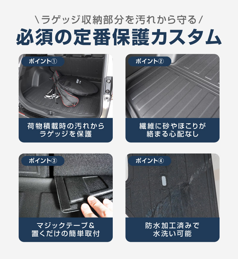 新型RAV4 60系 PHEV専用 ラゲッジマット カーゴトレイマット 5P ラバータイプ ブラック セカンドシート背面｜トヨタ TOYOTA ラブフォー AXAN64 プラグインハイブリッド Z GR SPORT 専用 防水 立体 3Dマット フロアマット トランクマット ラゲージ チャイルドシート【予約販売/10月30日頃入荷予定】