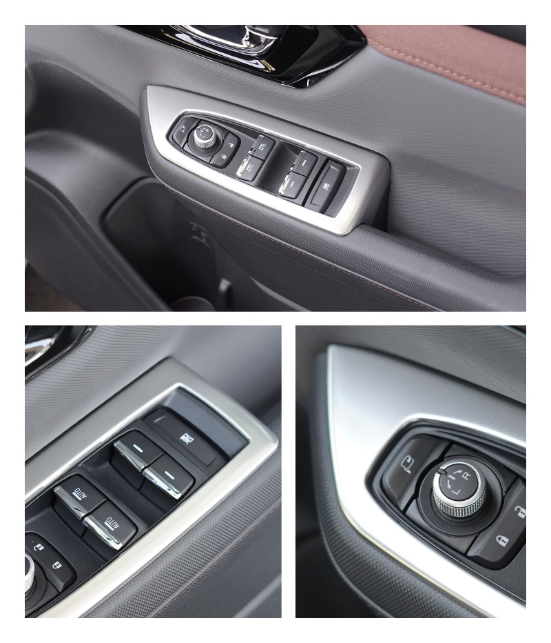 新型フォレスター SL系 ウィンドウスイッチパネル 4P サテンシルバー ｜SUBARU スバル FORESTER 専用 パーツ ドレスアップ アクセサリー オプション インテリア スイッチ カバー パネル 内装 カー用品 社外