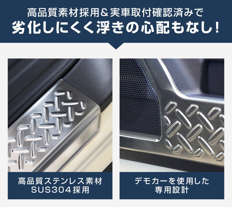 【セット割】ジムニーノマド JC74W サイドステップ スカッフプレート ＆ インナードアプロテクションカバー 縞鋼板柄 左右セット 8P 保護パーツ2点セット シルバーヘアライン ｜スズキ SUZUKI JIMNY JC74 NOMADE 専用 保護パーツ ドレスアップ オプション アクセサリー 社外 カーパーツ 傷防止 サイドシル【予約販売/5月20日頃入荷予定】