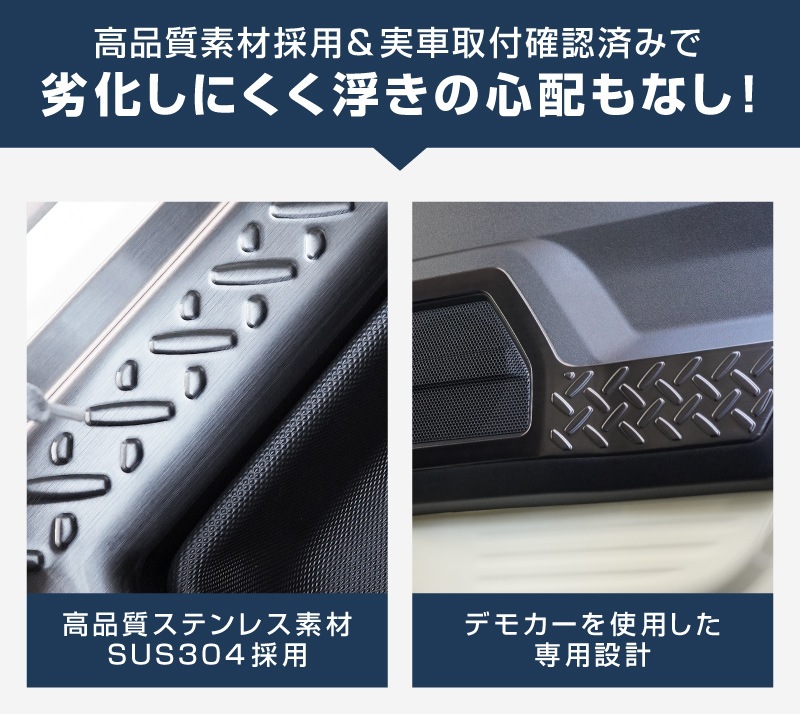 【セット割】ジムニーノマド JC74W サイドステップ スカッフプレート ＆ インナードアプロテクションカバー 縞鋼板柄 左右セット 8P 保護パーツ2点セット ブラックヘアライン ｜スズキ SUZUKI JIMNY JC74 NOMADE 専用 保護パーツ ドレスアップ オプション アクセサリー 社外 カーパーツ 傷防止 サイドシル【予約販売/5月30日頃入荷予定】