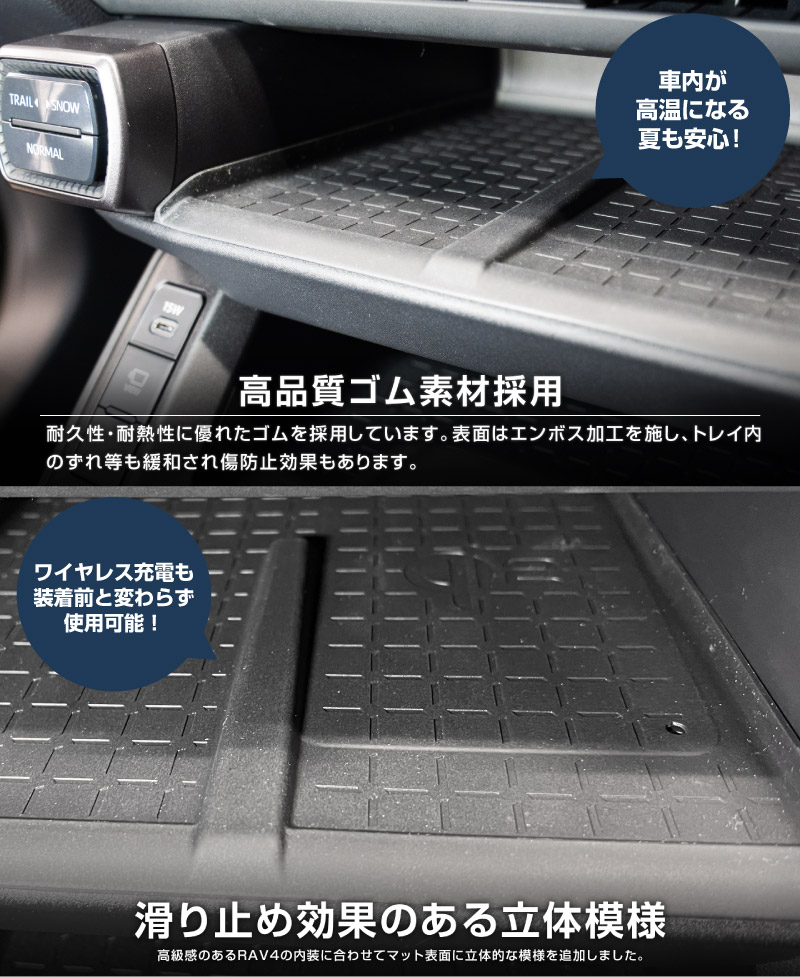 新型RAV4 60系 ワイヤレス充電トレイ用マット ゴムタイプ 1P ブラック 防水｜トヨタ TOYOTA ラブフォー AXAN64 専用 プラグインハイブリッド PHEV 対応 内装 置くだけ ワイヤレス充電 スマホ置き オプション インテリア パネル 内装 社外 カバー 防水 保護 傷防止 キズ隠し 社外【メール便対象/代引き・配達日時指定不可】【予約販売/4月30日頃入荷予定】