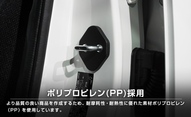 新型ランドクルーザー ランクル250 ランクル70  ランクルFJ 共通 ドアストライカーカバー 4P ブラック｜トヨタ ランクル TOYOTA LANDCRUISER 250系 70系 FJ 専用 内装 カスタム 保護パーツ ドアストッパーカバー ストライカーカバー ドレスアップ アクセサリー 社外品 オプション【メール便対象/代引き・配達日時指定不可】