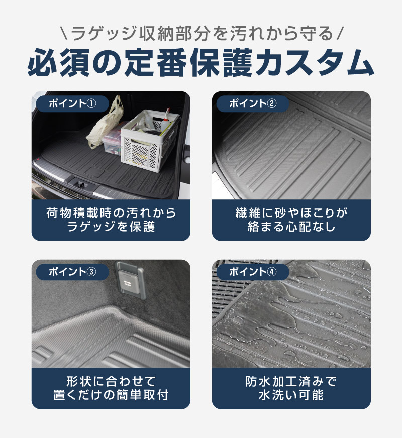 クラウンエステート ラゲッジマット ラバータイプ 1P ブラック｜TOYOTA トヨタ CROWN ESTATE RS Z AZSH39W AZSH38W 専用 カスタム パーツ ドレスアップ アクセサリー オプション 内装 カー用品 社外 トランク ラゲージ スペース 荷室 フロアマット 防水 保護 傷防止 キズ隠し