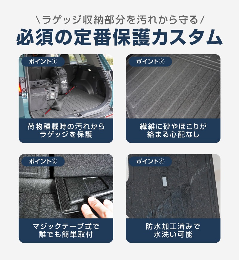 RAV4 60系 ハイブリッド車専用 ラゲッジマット カーゴトレイマット 5P ラバータイプ ブラック セカンドシート背面｜トヨタ TOYOTA ラブフォー AXAN64 専用 カーゴトレイマット 保護 パーツ 防水 セット アクセサリー 内装 傷防止 社外 立体 3Dマット フロアマット ラゲージマット レジャー 水洗い【予約販売/9月20日頃入荷予定】