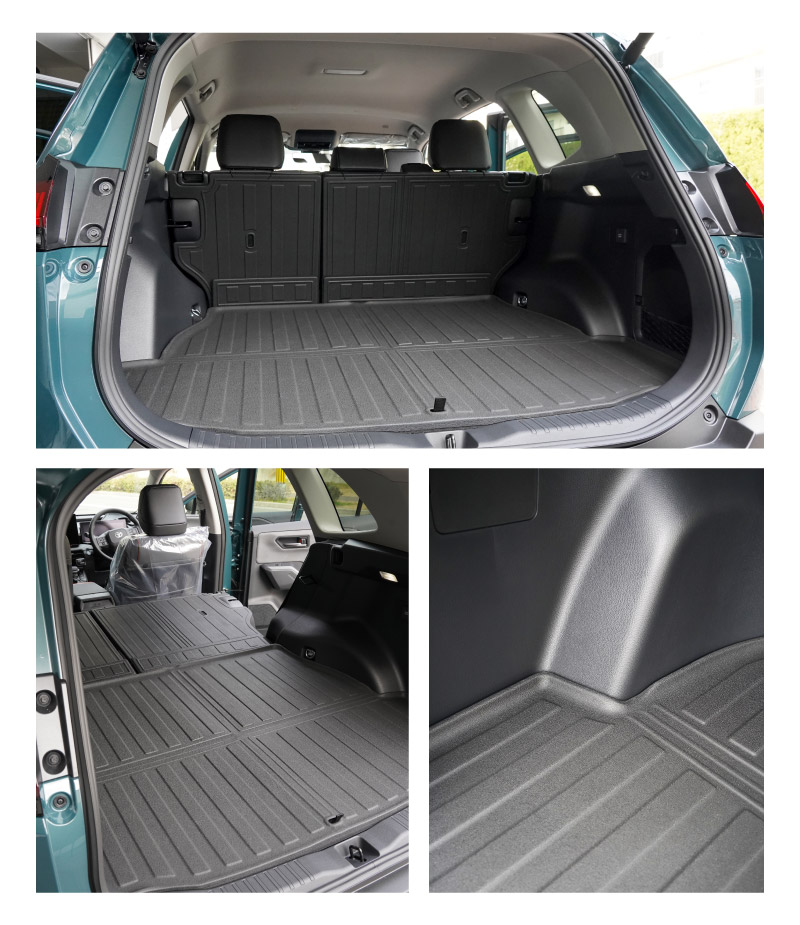 RAV4 60系 ハイブリッド車専用 ラゲッジマット カーゴトレイマット 5P ラバータイプ ブラック セカンドシート背面｜トヨタ TOYOTA ラブフォー AXAN64 専用 カーゴトレイマット 保護 パーツ 防水 セット アクセサリー 内装 傷防止 社外 立体 3Dマット フロアマット ラゲージマット レジャー 水洗い【予約販売/9月20日頃入荷予定】