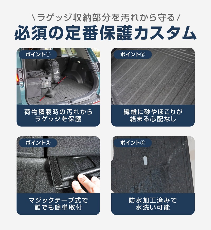 新型RAV4 60系 ラゲッジマット カーゴトレイマット 5P ラバータイプ ブラック セカンドシート背面｜トヨタ TOYOTA ラブフォー AXAN64 専用 カーゴトレイマット 保護 パーツ 防水 セット アクセサリー 内装 傷防止 社外 立体 3Dマット フロアマット ラゲージマット レジャー 水洗い【予約販売/5月30日頃入荷予定】