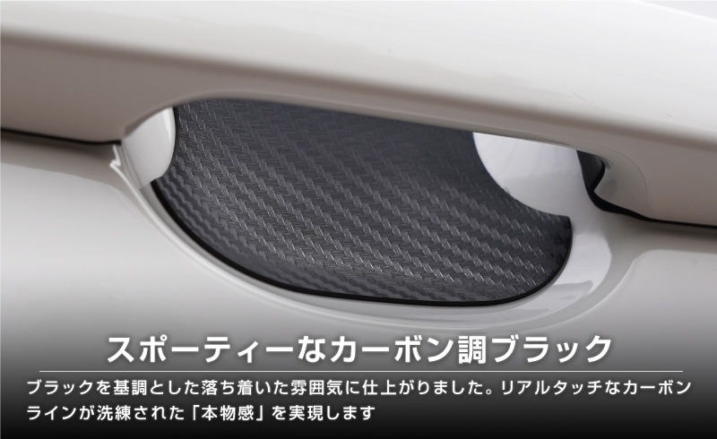 新型ランドクルーザー ランクル250  FJ 共通 マグネット装着タイプ ドアハンドルプロテクター フロント・リアセット 4P カーボン柄 ブラック/ホワイト｜トヨタ ランクル TOYOTA LANDCRUISER 250系 FJ 専用 引っかき傷防止 傷隠し 保護 ドレスアップ アクセサリー 社外品 【メール便対象/代引き・配達日時指定不可】