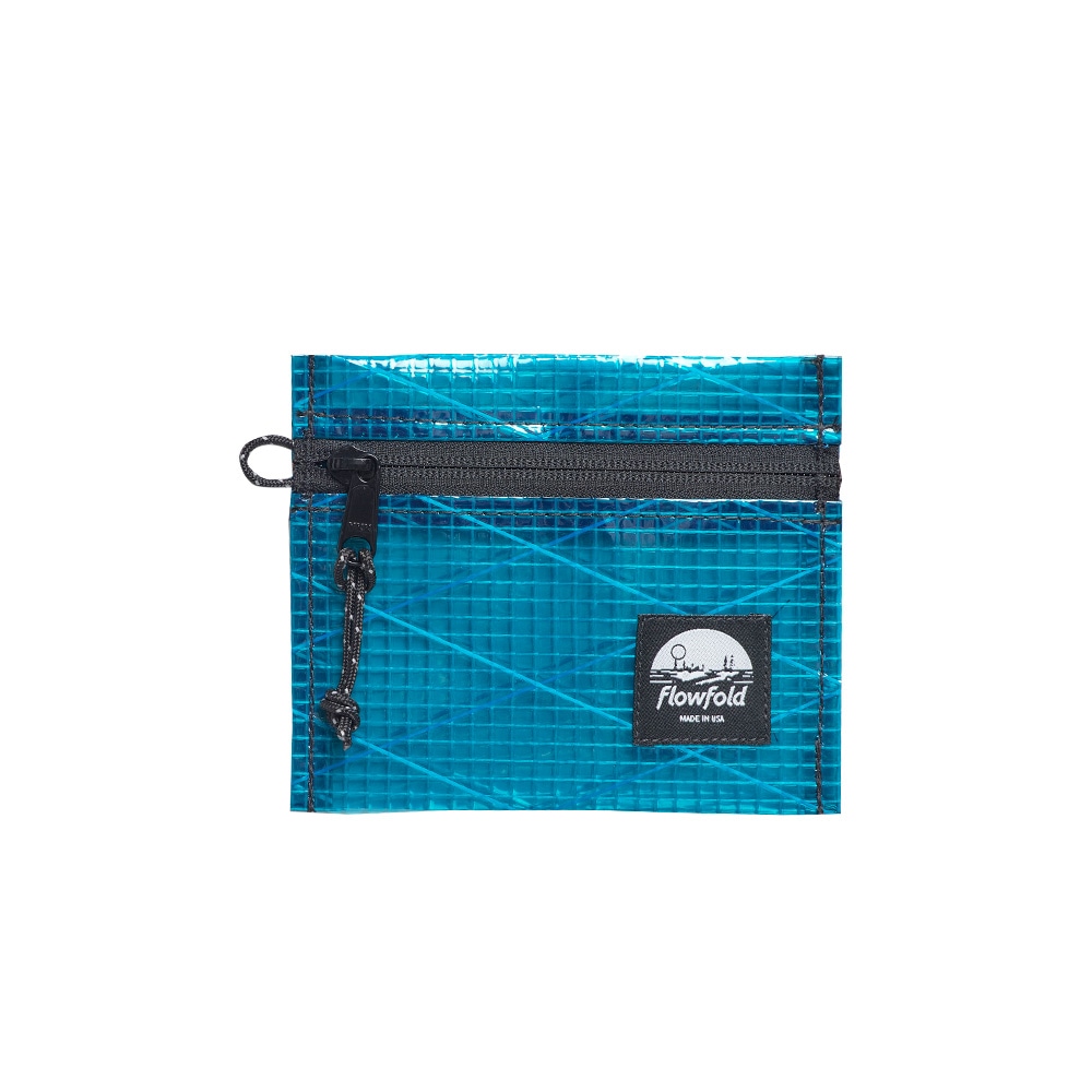 Flowfold|フローフォールド　Recycled Sailcloth Voyager  Zipper Pouch  Small （Cyan Sailcloth）