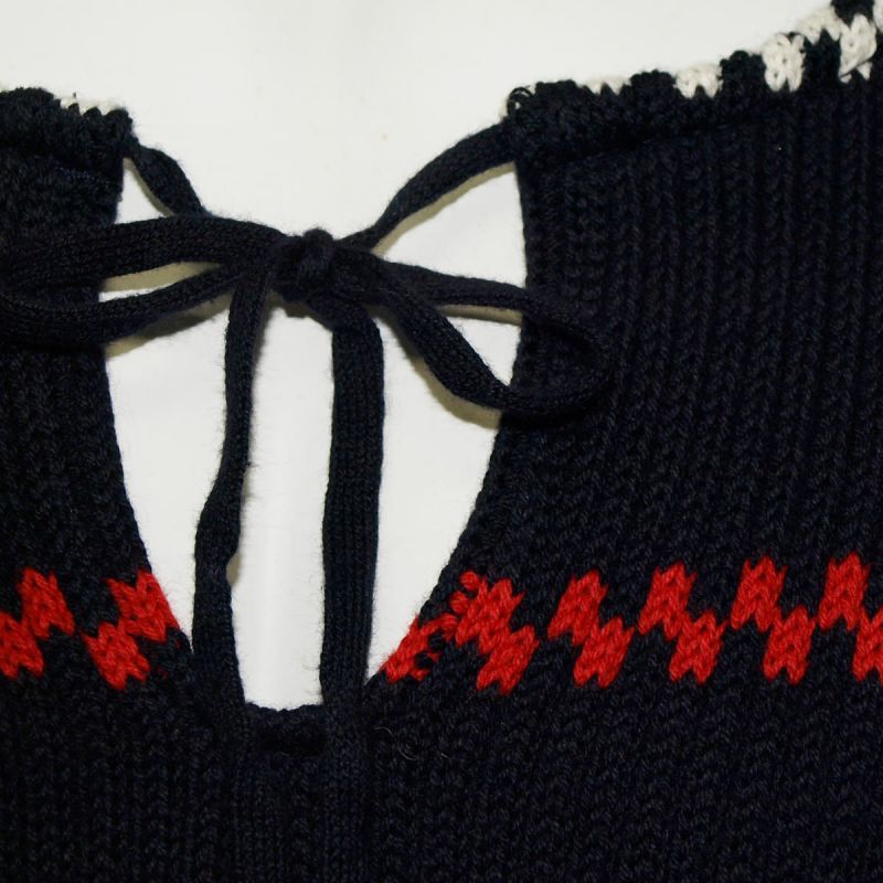 ★HOLEBROOK|ホールブルック　FISHERMEN　紐付ボートネック細ボーダーニット