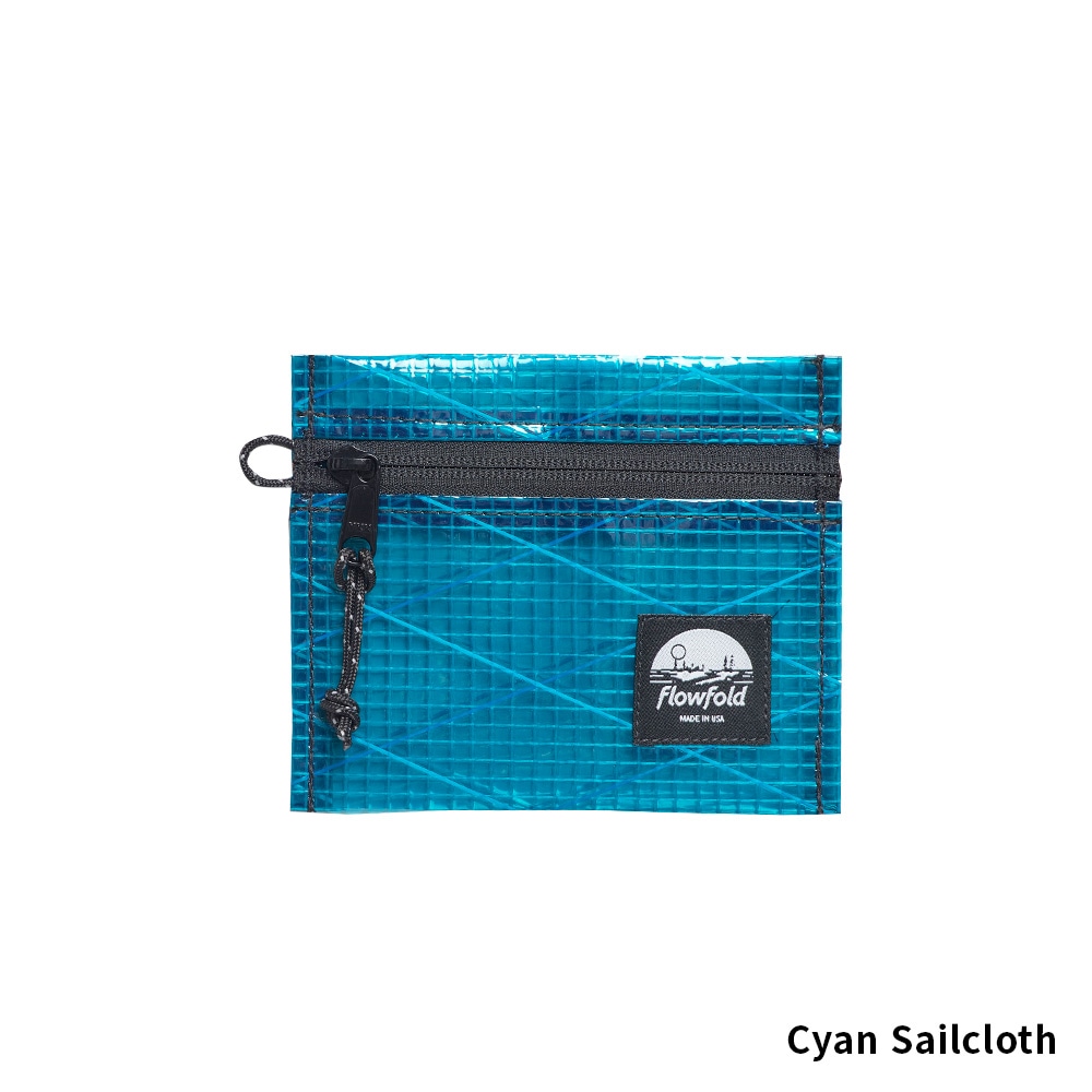 Flowfold|フローフォールド　Recycled Sailcloth Voyager  Zipper Pouch  Small （Cyan Sailcloth）