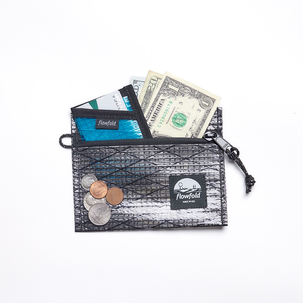 Flowfold|フローフォールド　Recycled Sailcloth Voyager  Zipper Pouch  Small （Cyan Sailcloth）