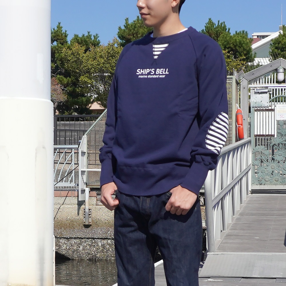 ★SHIPS BELL|シップスベル ロゴプリントクルーネックスウェット