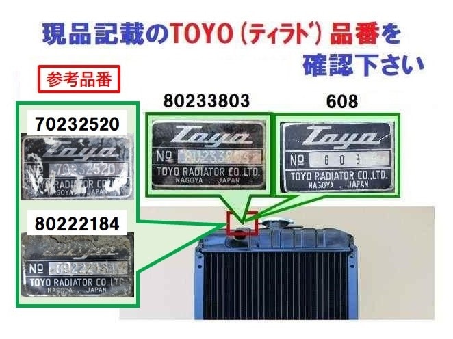 クボタ ラジエーター トラクター B-10 15262-72061 TOYO(ﾃｨﾗﾄﾞ) 608