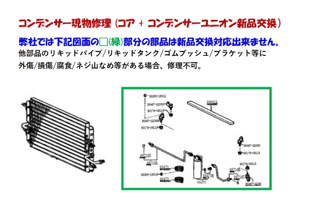 クレスタ コンデンサー GX61 MX61 88460-22190 047700-5620 ☆現物修理