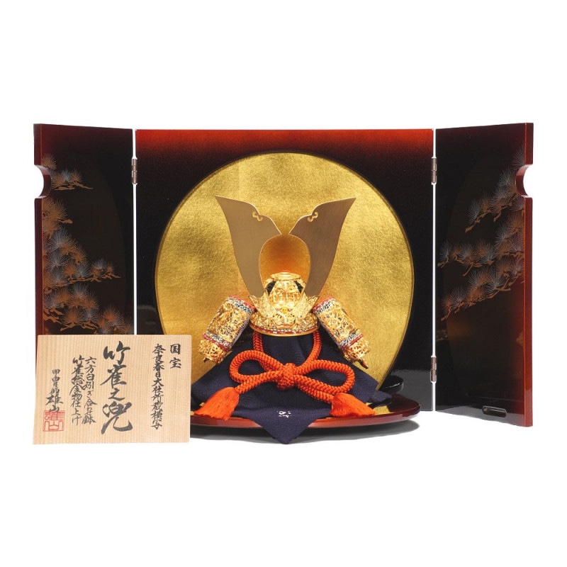 新品 五月人形 甲冑師雄山作 国宝模写 菊一文字之兜 四方白矧ぎ合わせ鉢 枝菊総金物仕上げ 12号 端午の節句 こどもの日 五月人形】12号 菊一文字 国宝模写 兜飾り〈雄山作〉[235-160