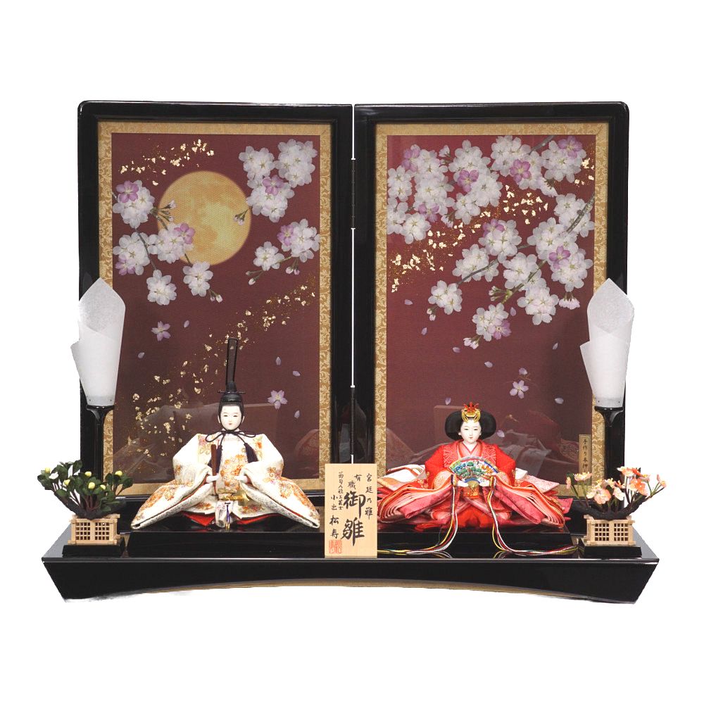 【雛人形】京十番 総刺繍 華紋唐草文様(白) 親王飾り | 小出松寿作