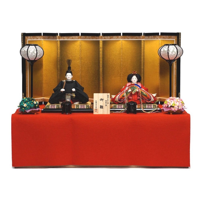 木目込み雛人形】金駒刺繍(グレー・白) 親王飾り〈縫nui作〉[243