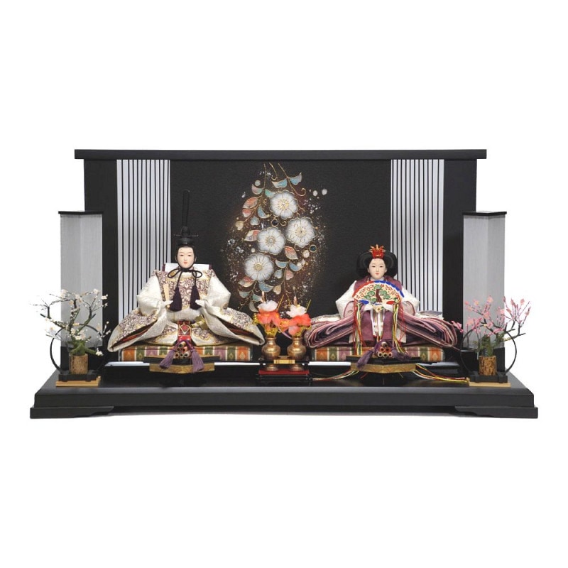 雛人形】小三五 刺繍(薄紫・ピンク) 桜 親王飾り | 雅泉作 ｜雛人形