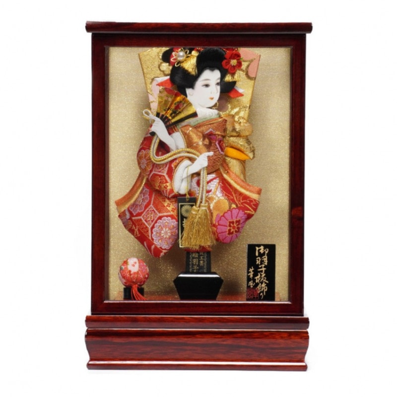 市松人形】10号 友禅 桜に菊〈小出松寿作〉※髪飾り・小物入れ付き[243