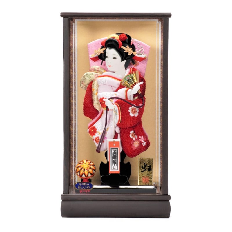 羽子板】13号 絞り金彩桜(ピンク)×刺繍まり桜(赤)〈匠一好作〉[232-053