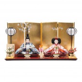 【雛人形】柳(小) 金襴花柄(水色・ピンク) 親王飾り〈尚好作〉[223-065]|雛人形
