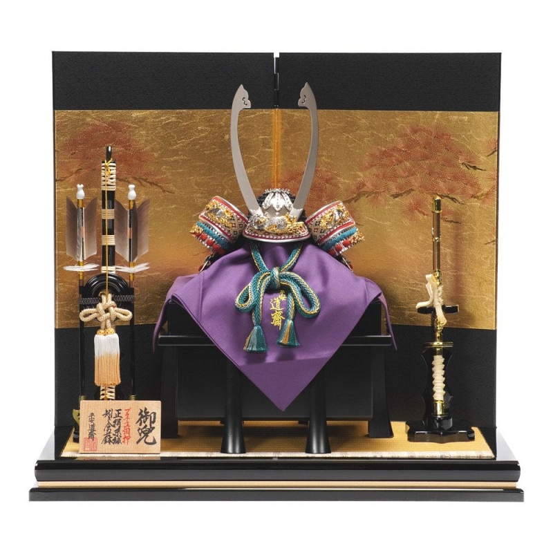 五月人形】7号 白光 プラチナ箔 色々威 兜飾り〈平安道斎作〉[235-156