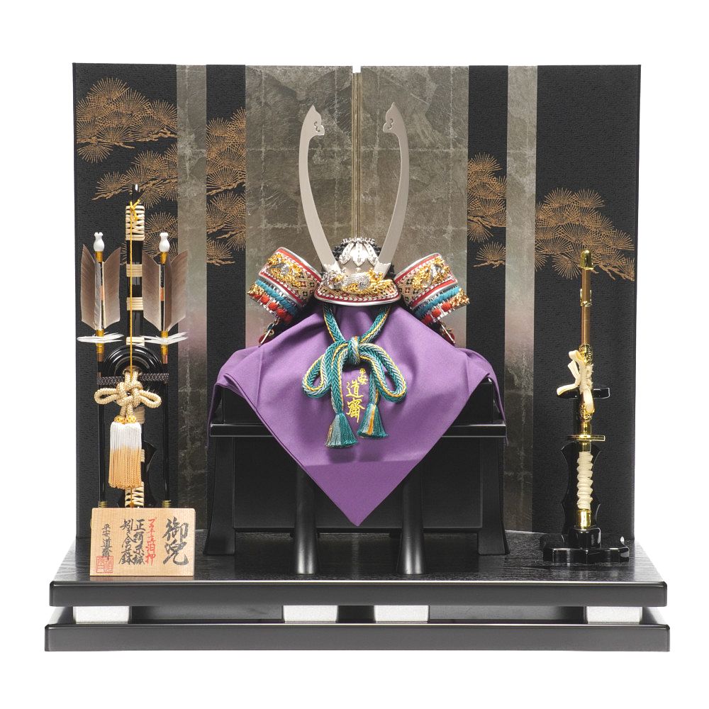 【美品】平安道斎　兜飾り一式 五月人形】10号 北斗 茜糸威 兜飾り〈平安道斎作〉[245-027